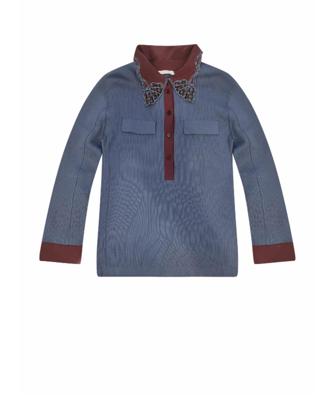 CHLOE Голубой хлопко-эластановый джемпер / свитер, фото 1