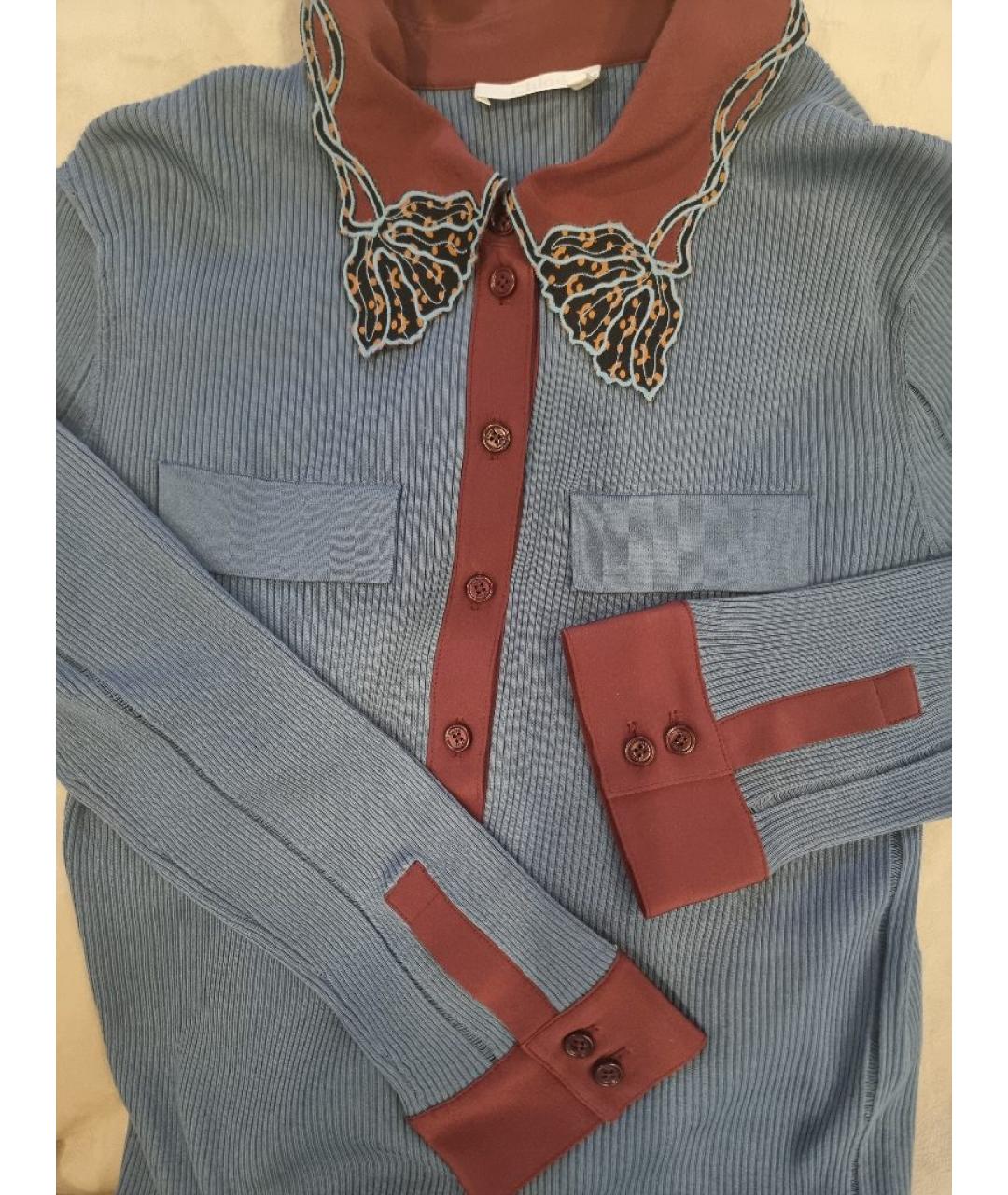 CHLOE Голубой хлопко-эластановый джемпер / свитер, фото 4