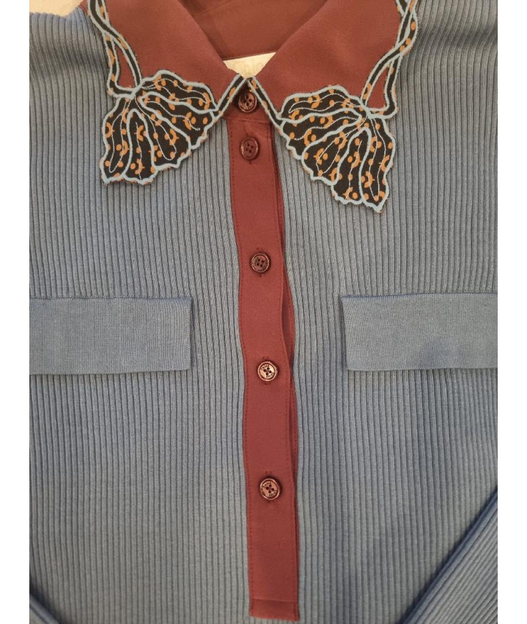 CHLOE Голубой хлопко-эластановый джемпер / свитер, фото 9