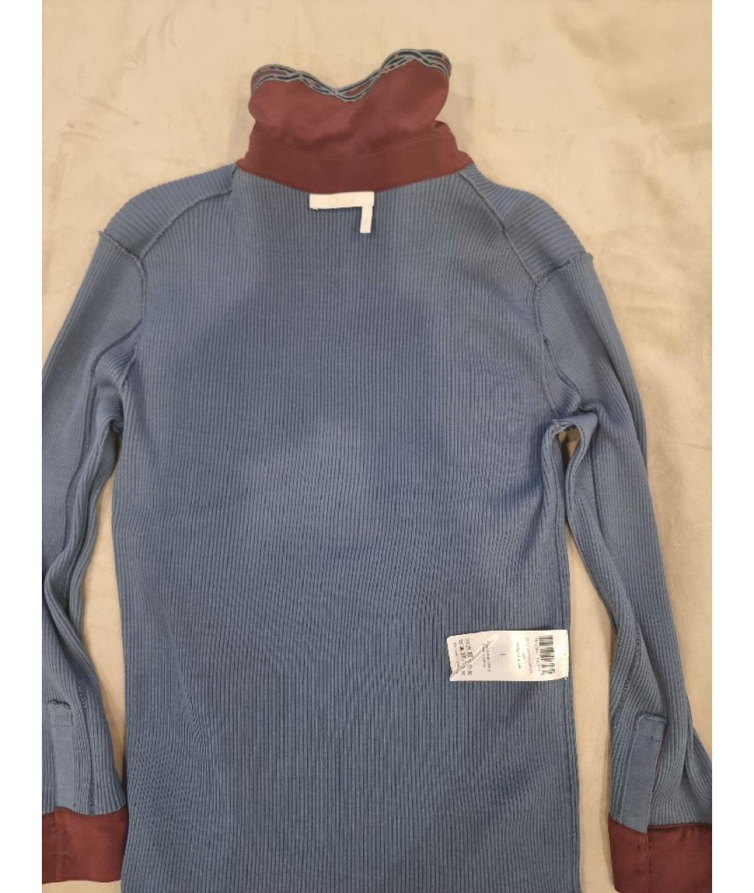 CHLOE Голубой хлопко-эластановый джемпер / свитер, фото 3