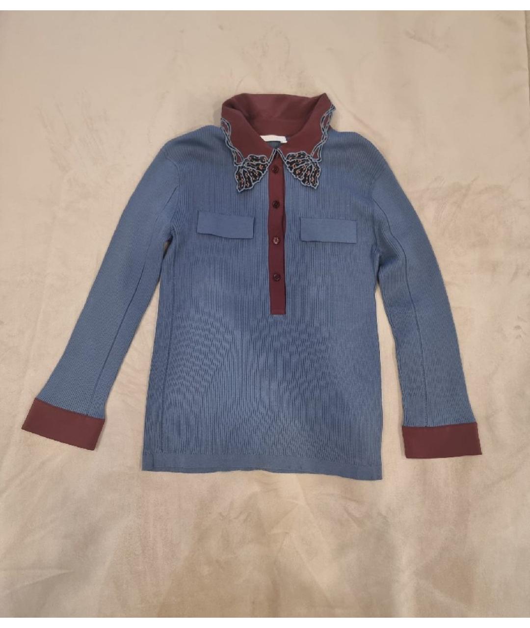 CHLOE Голубой хлопко-эластановый джемпер / свитер, фото 10