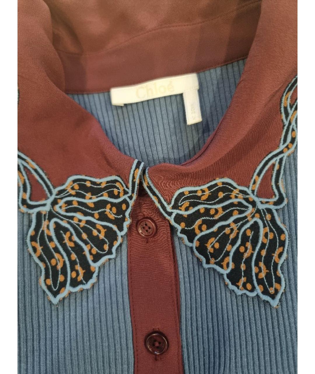 CHLOE Голубой хлопко-эластановый джемпер / свитер, фото 6