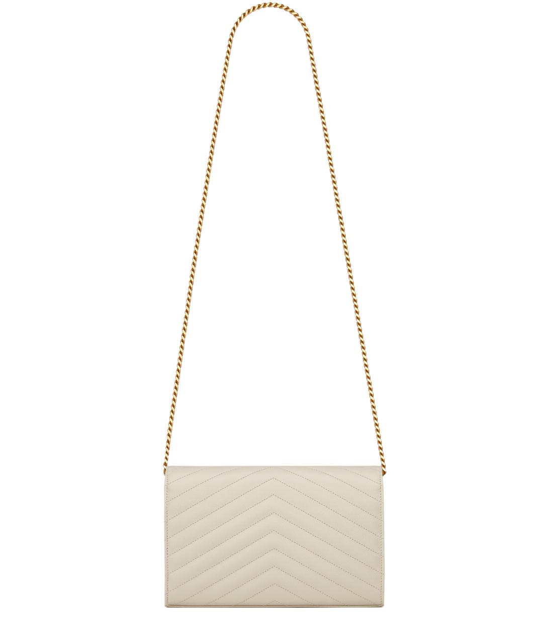 SAINT LAURENT Белая кожаная сумка через плечо, фото 2