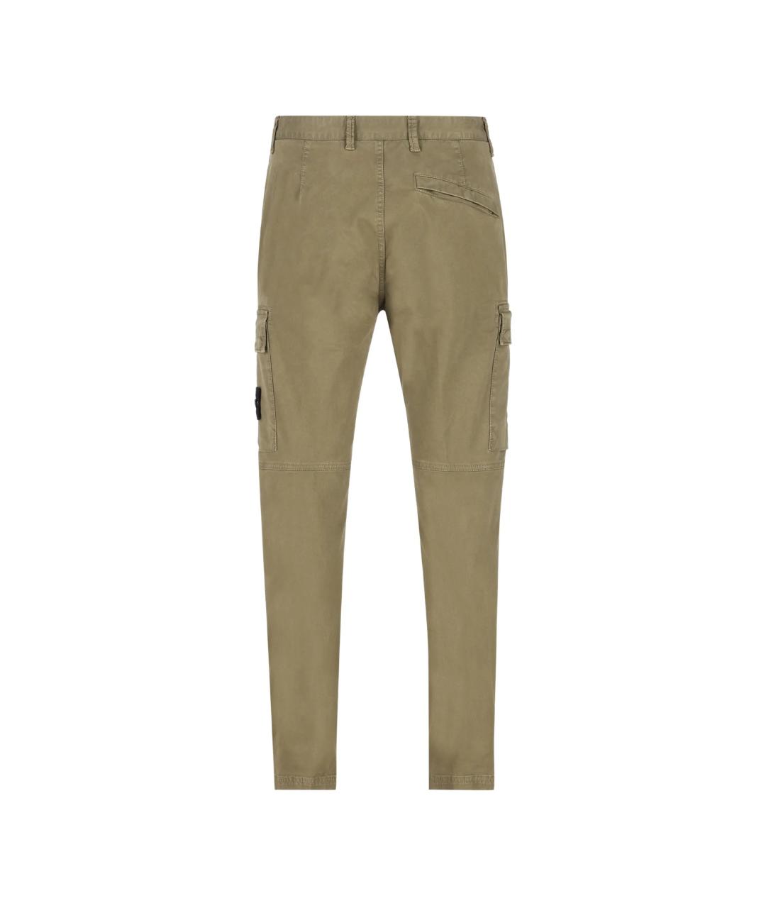 STONE ISLAND Зеленые хлопковые повседневные брюки, фото 2