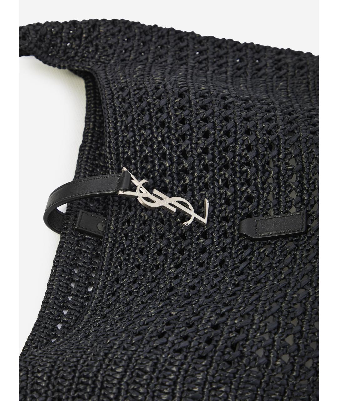 SAINT LAURENT Черная пелетеная сумка тоут, фото 4