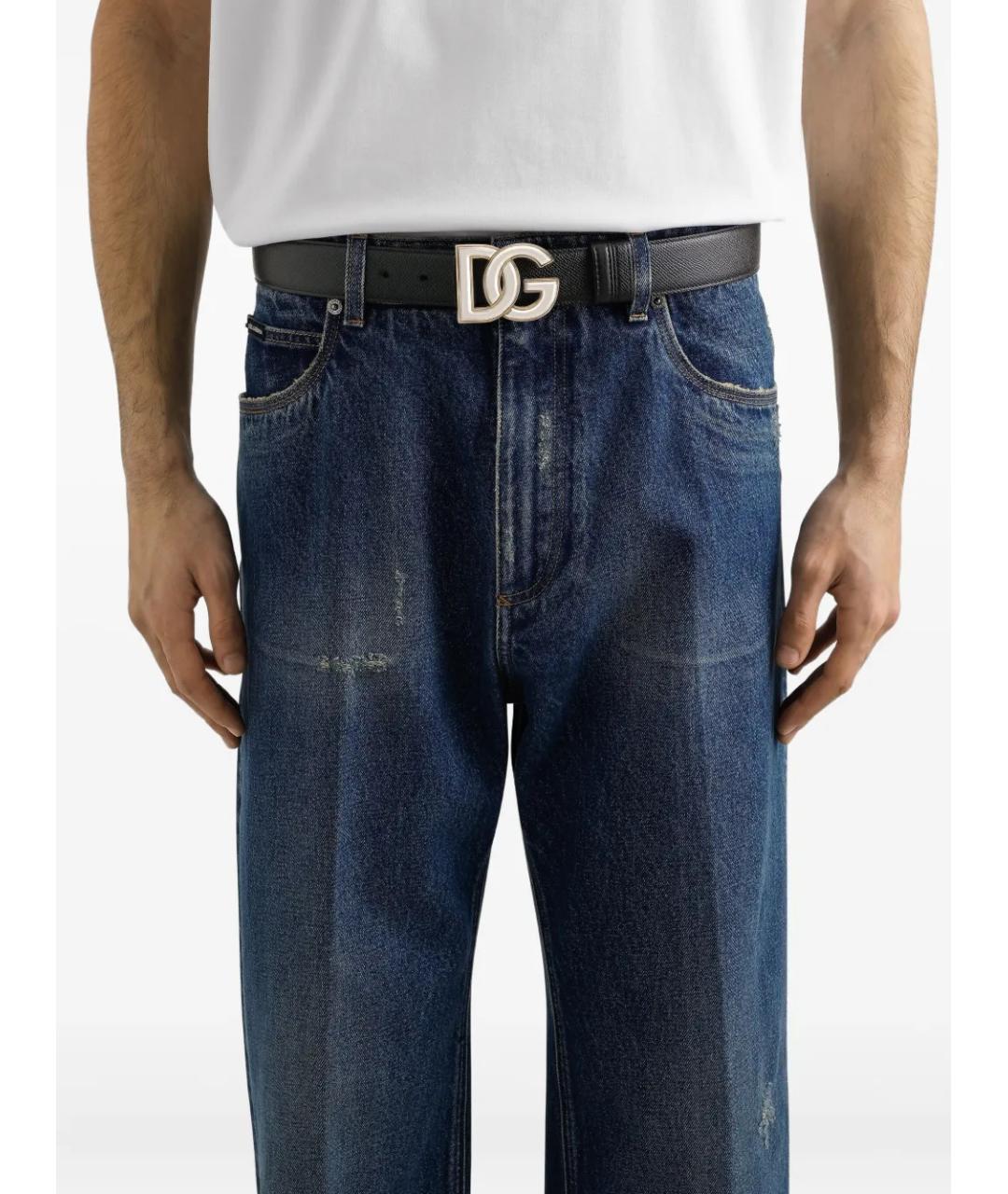 DOLCE&GABBANA Черный кожаный ремень, фото 3