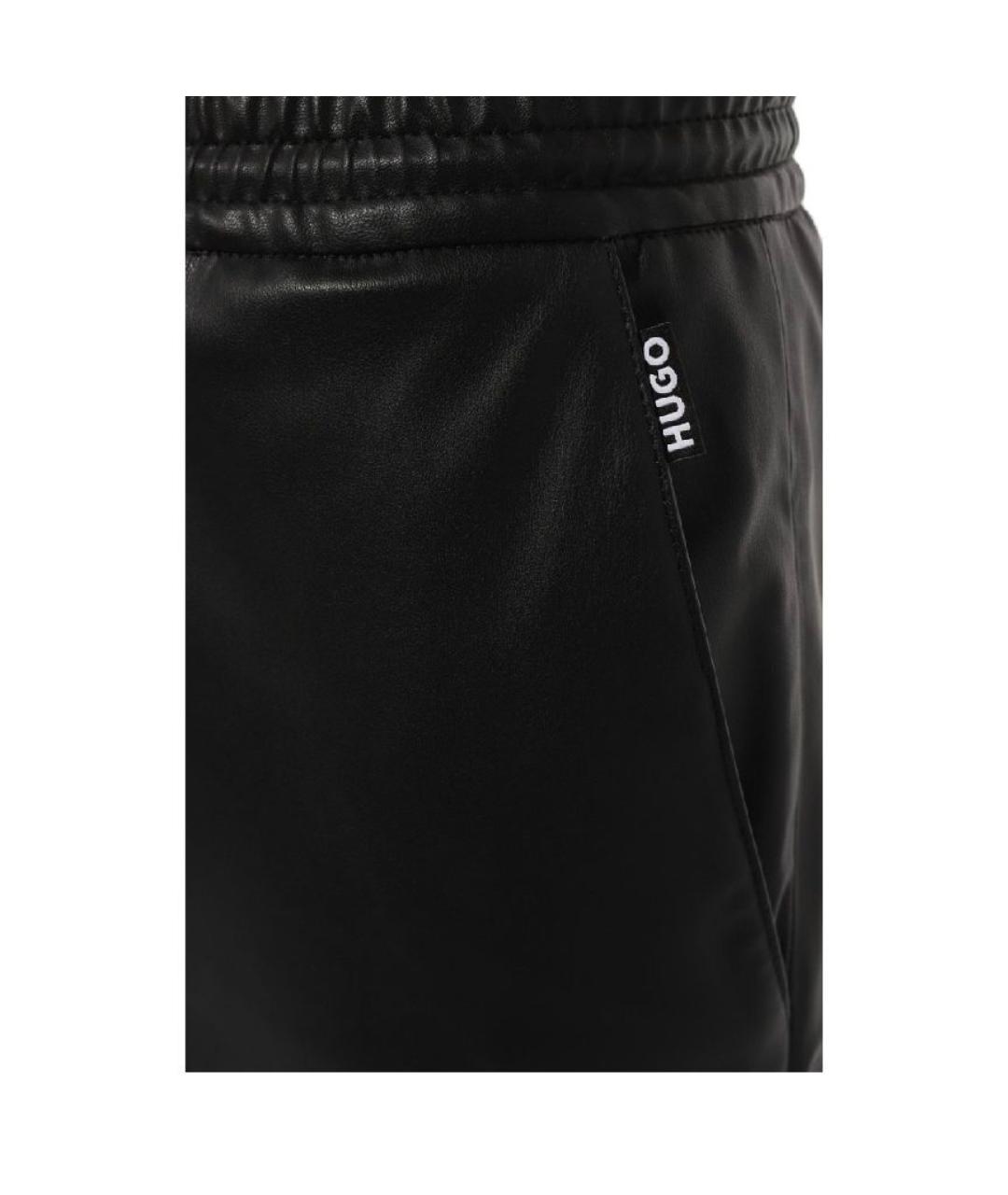 HUGO Черные полиэстеровые брюки широкие, фото 4