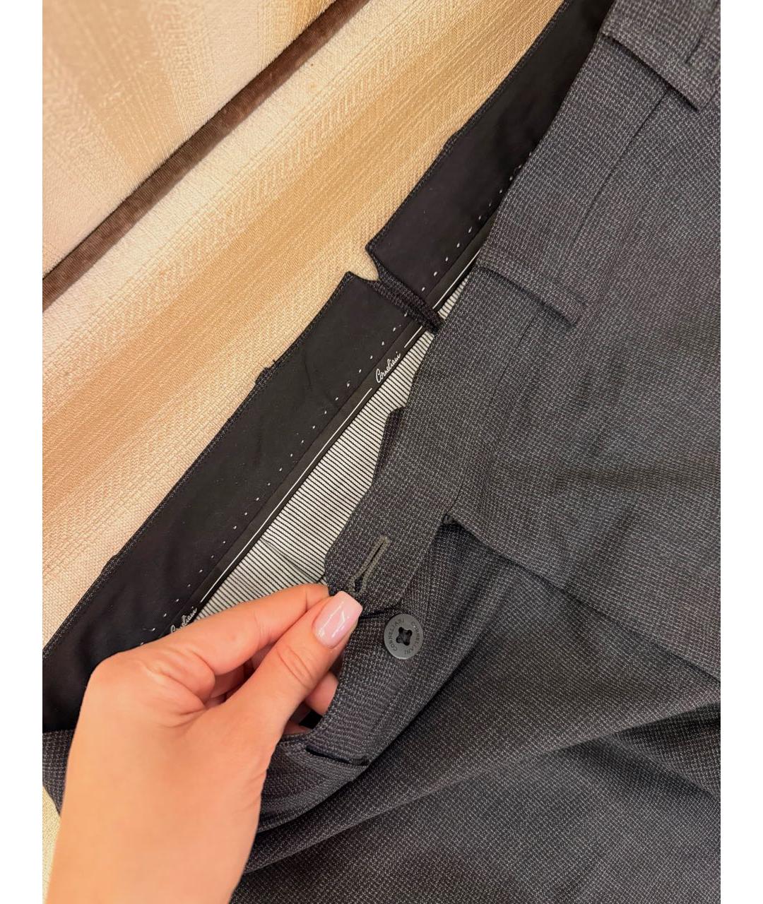 CORNELIANI Серые шерстяные классические брюки, фото 4
