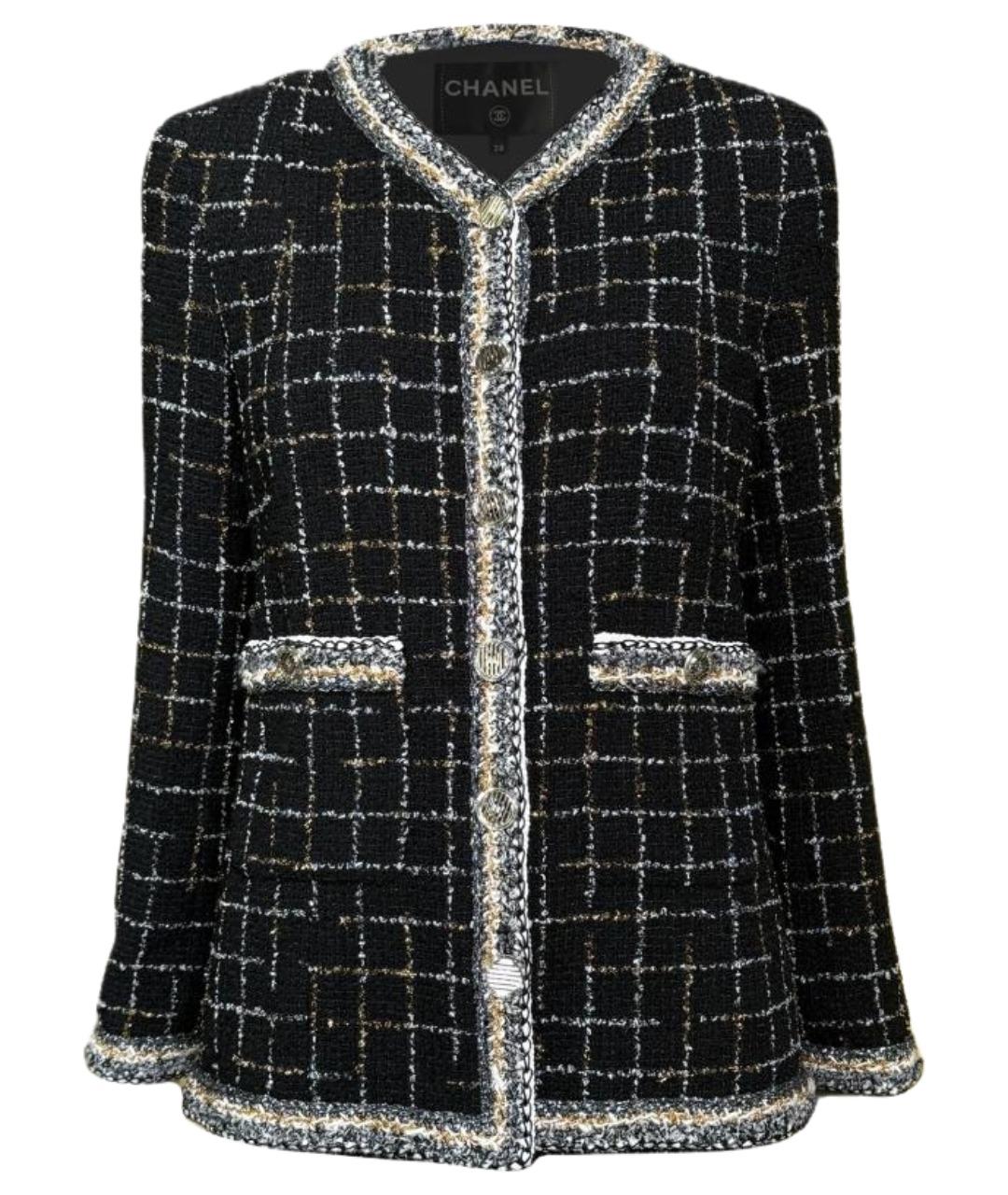 CHANEL Черный твидовый жакет/пиджак, фото 1
