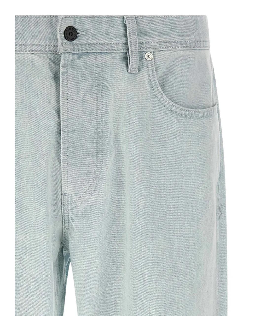STONE ISLAND Голубые хлопковые прямые джинсы, фото 3