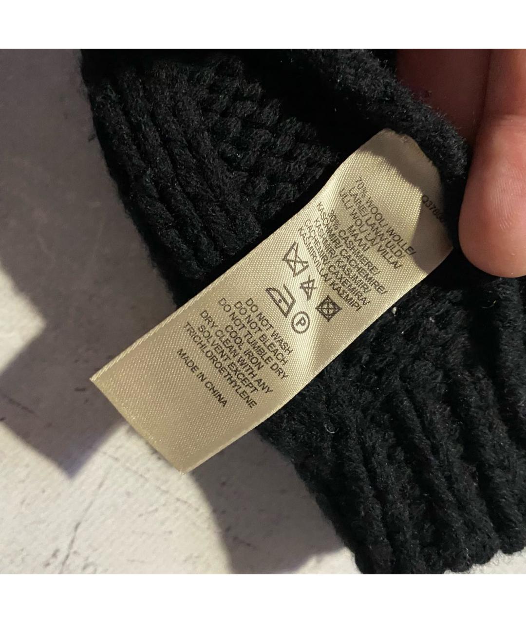 BURBERRY Черный шерстяной шарф, фото 4