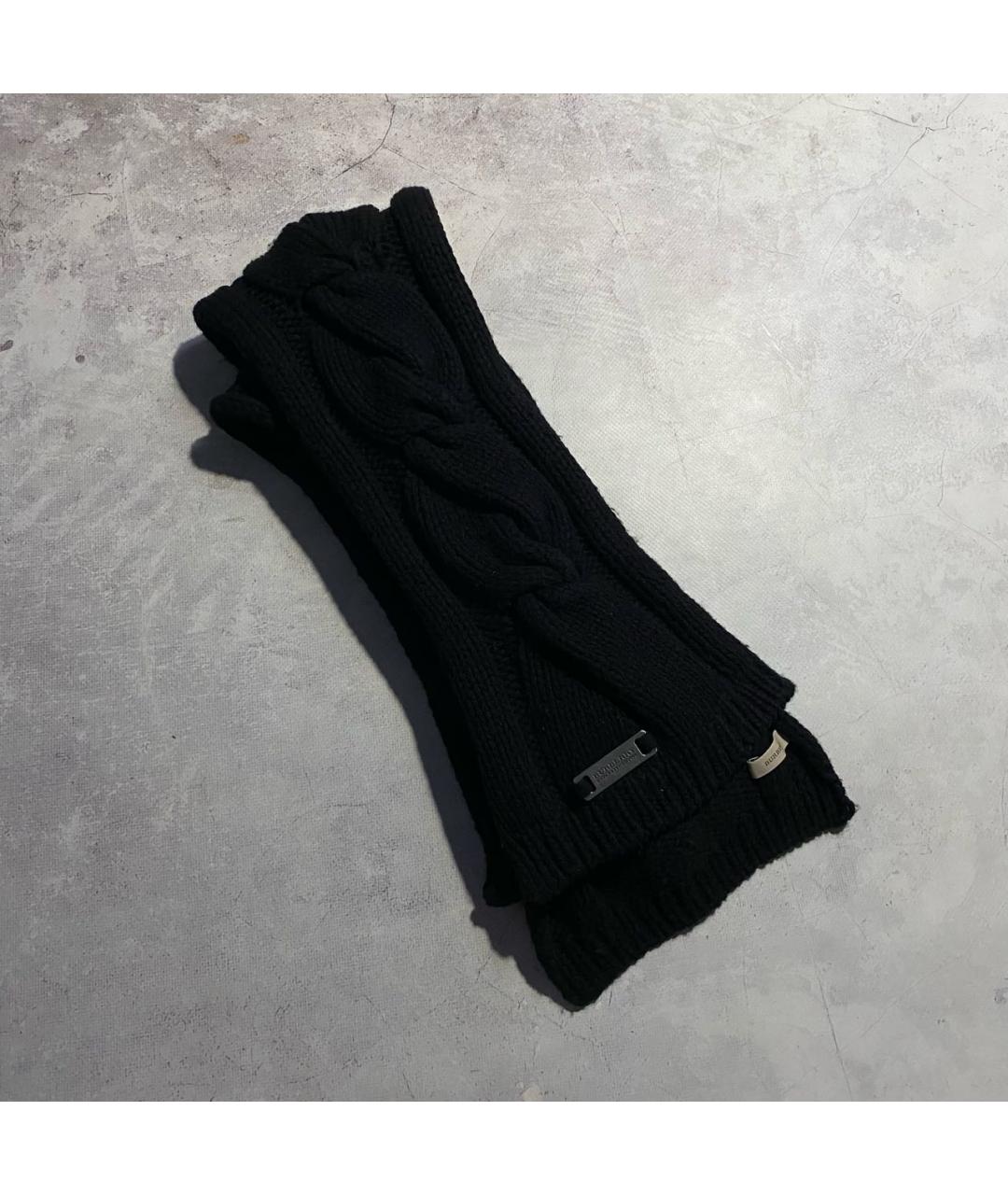 BURBERRY Черный шерстяной шарф, фото 5