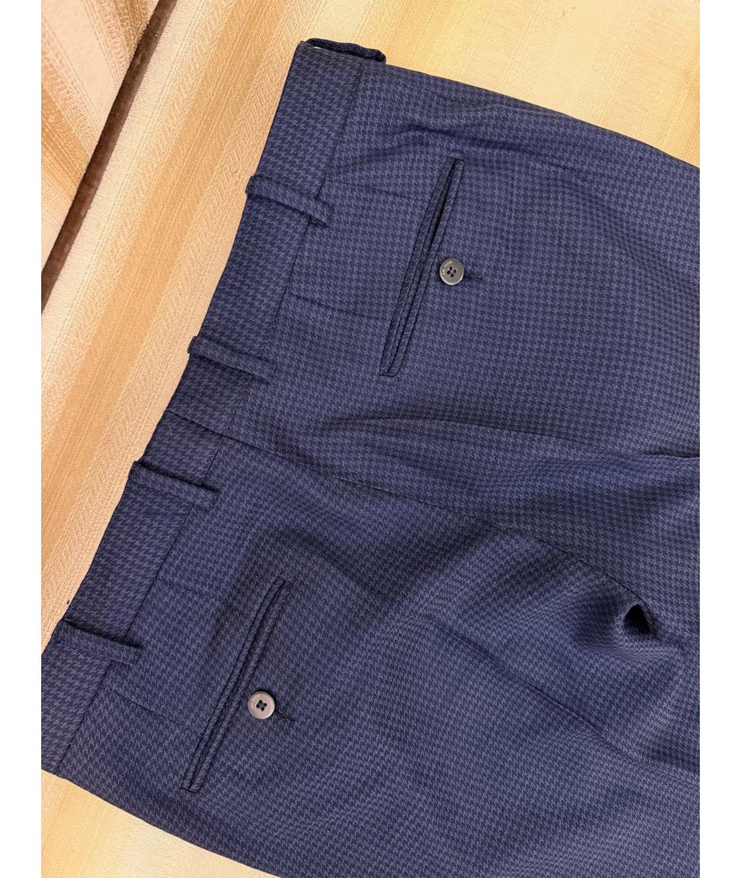 PAL ZILERI Темно-синие шерстяные классические брюки, фото 4