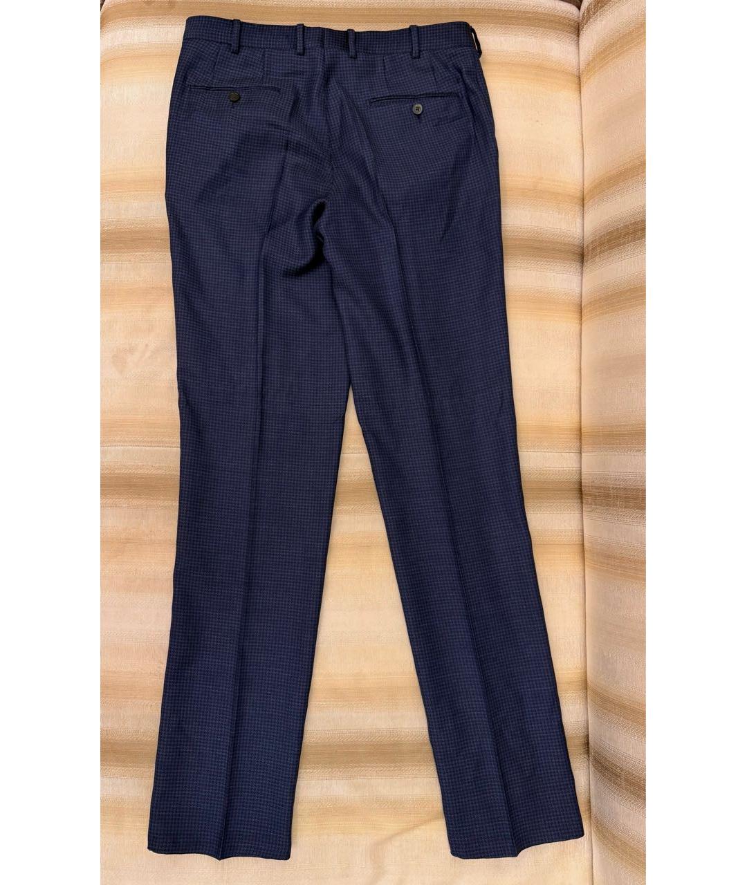 PAL ZILERI Темно-синие шерстяные классические брюки, фото 3