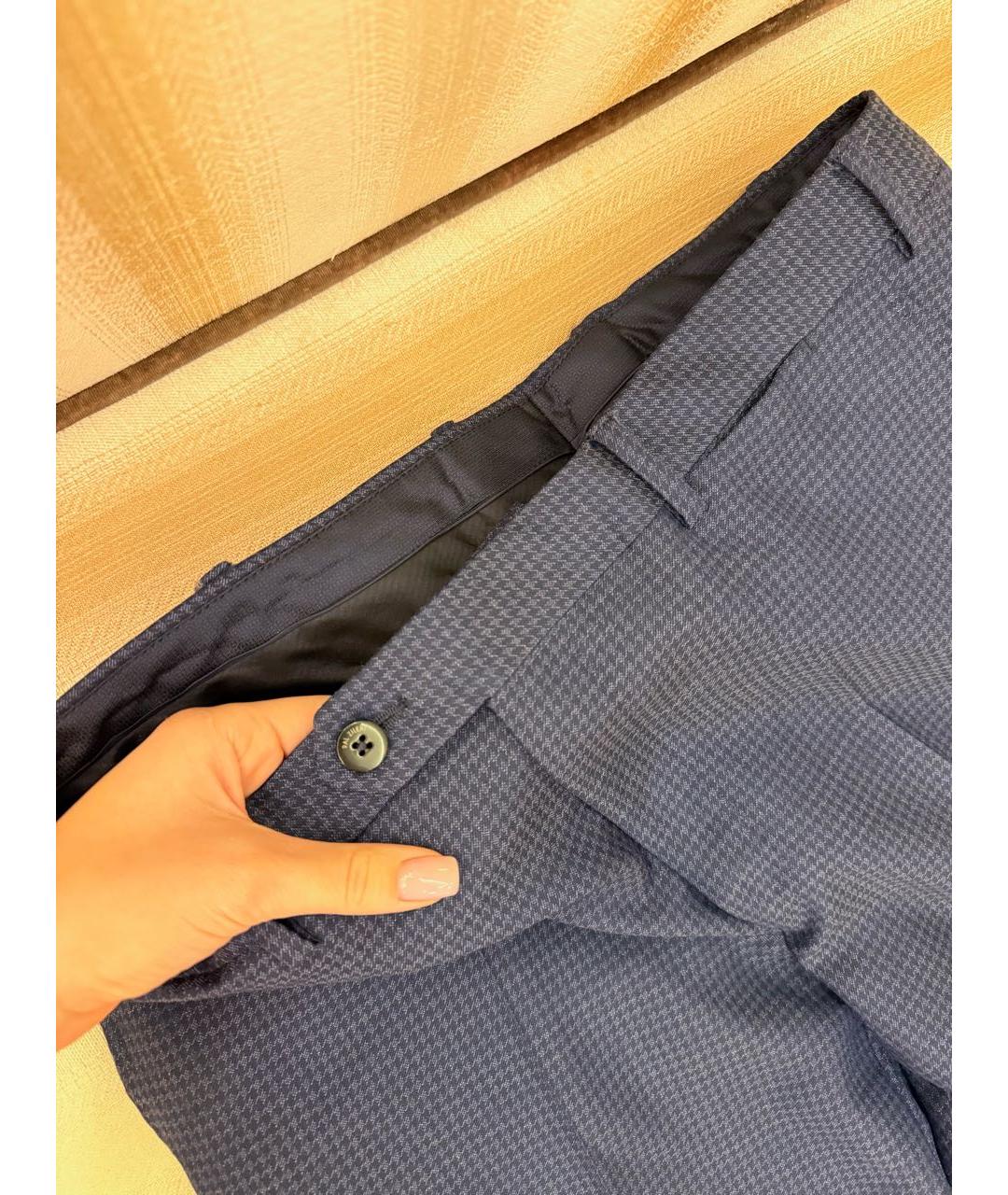 PAL ZILERI Темно-синие шерстяные классические брюки, фото 2