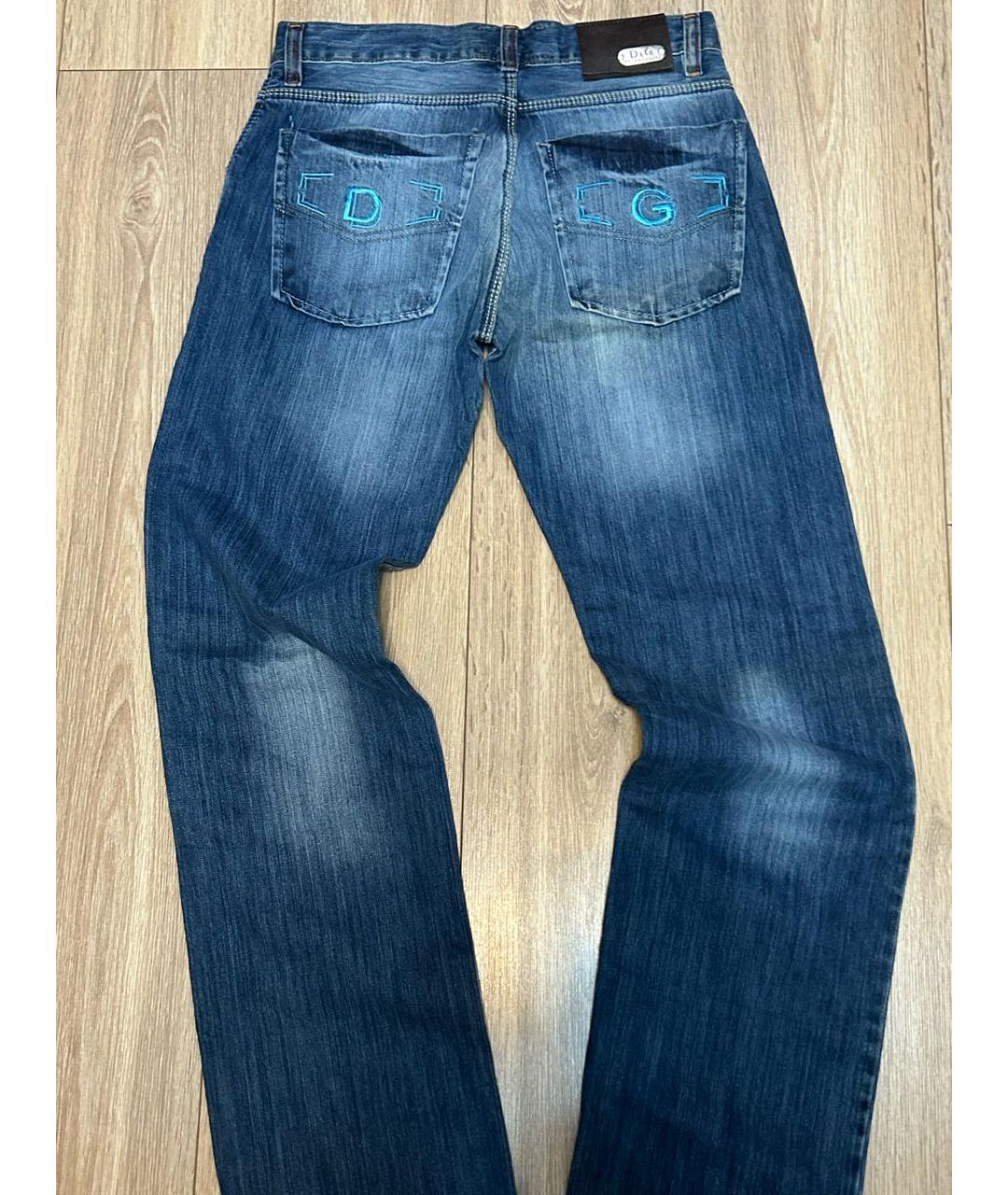 DOLCE&GABBANA Синие хлопковые прямые джинсы, фото 3