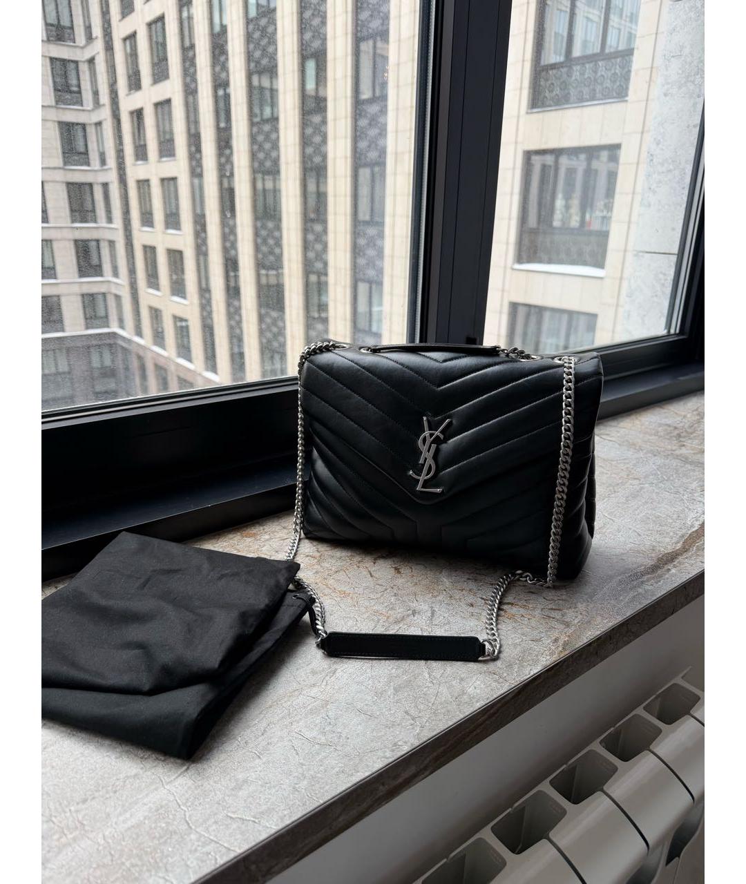 SAINT LAURENT Черная кожаная сумка через плечо, фото 2