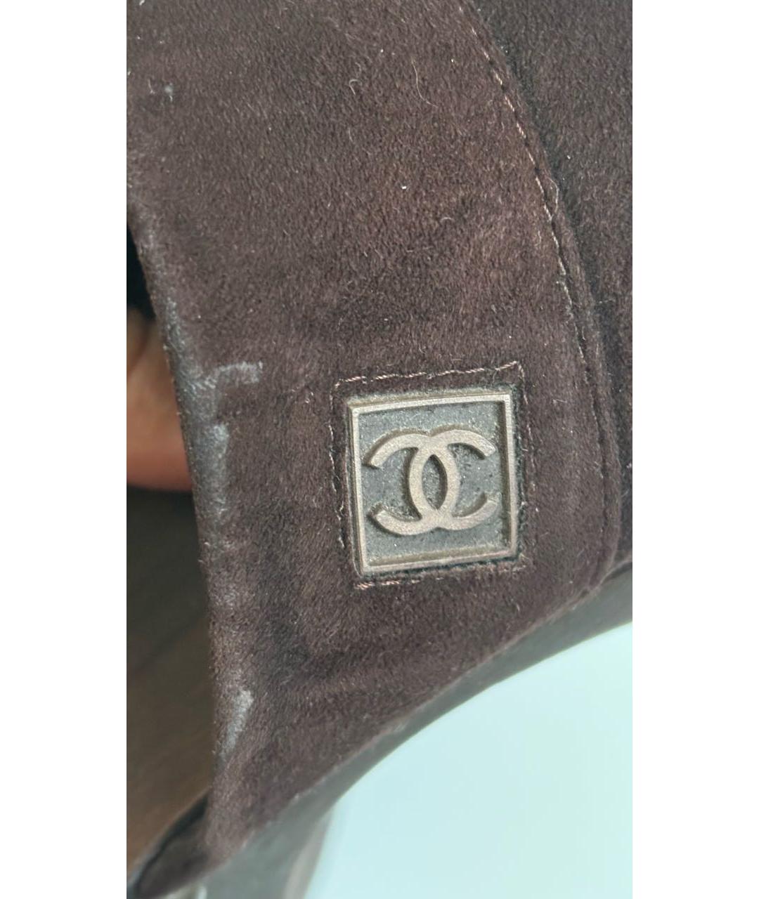 CHANEL Коричневые замшевые сабо, фото 7