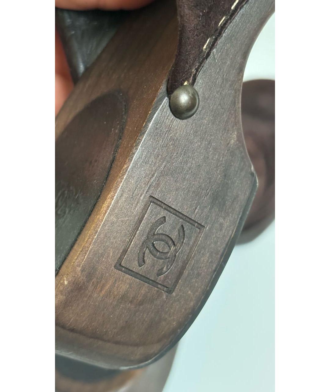 CHANEL Коричневые замшевые сабо, фото 8