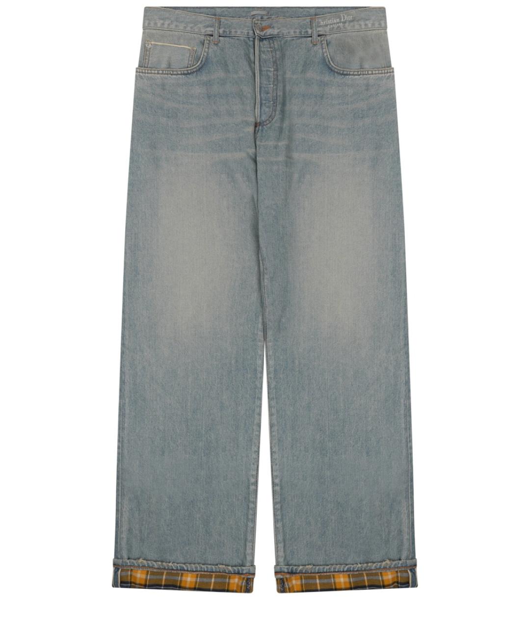 CHRISTIAN DIOR Голубые хлопковые прямые джинсы, фото 1