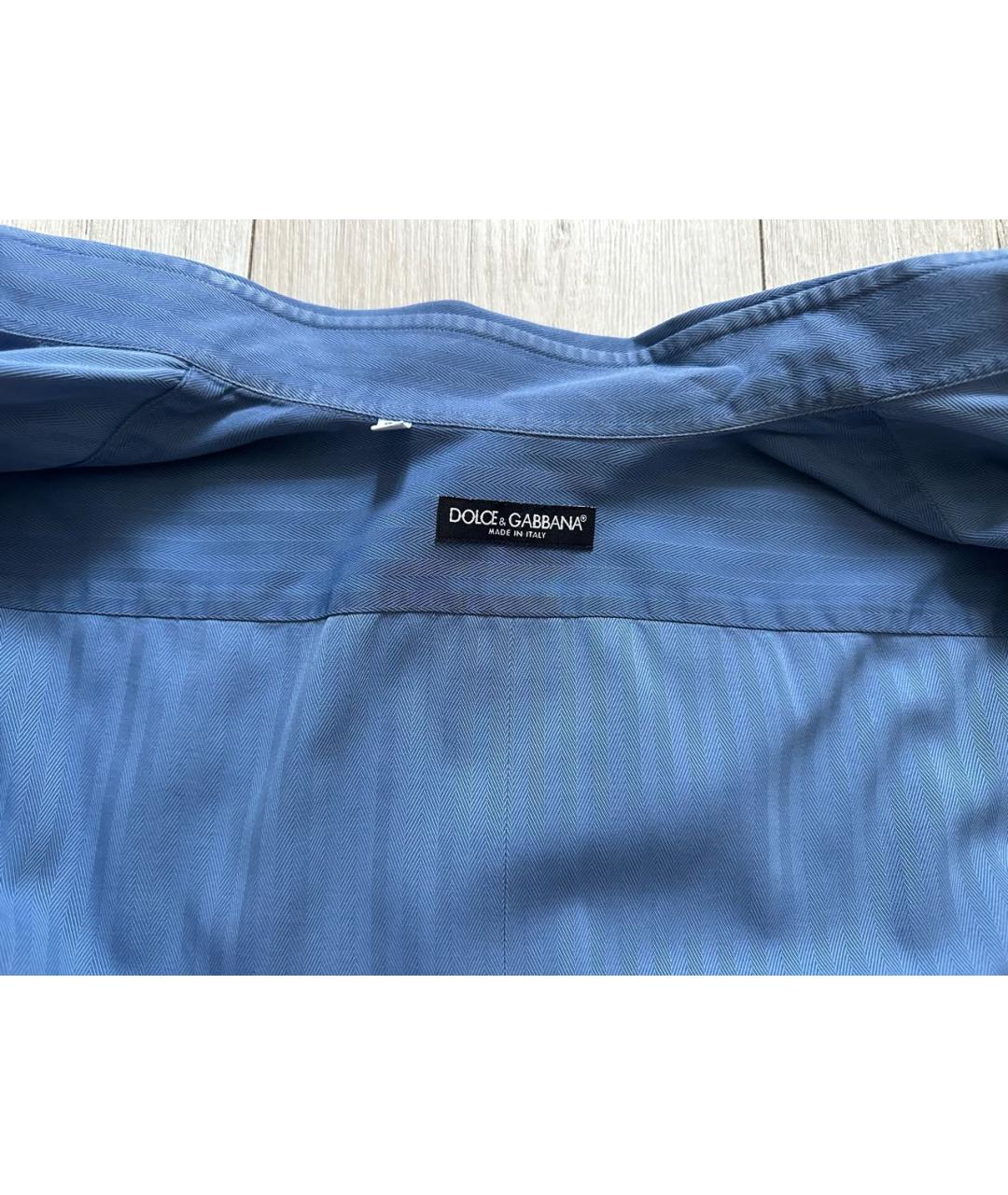 DOLCE&GABBANA Синяя хлопковая классическая рубашка, фото 3
