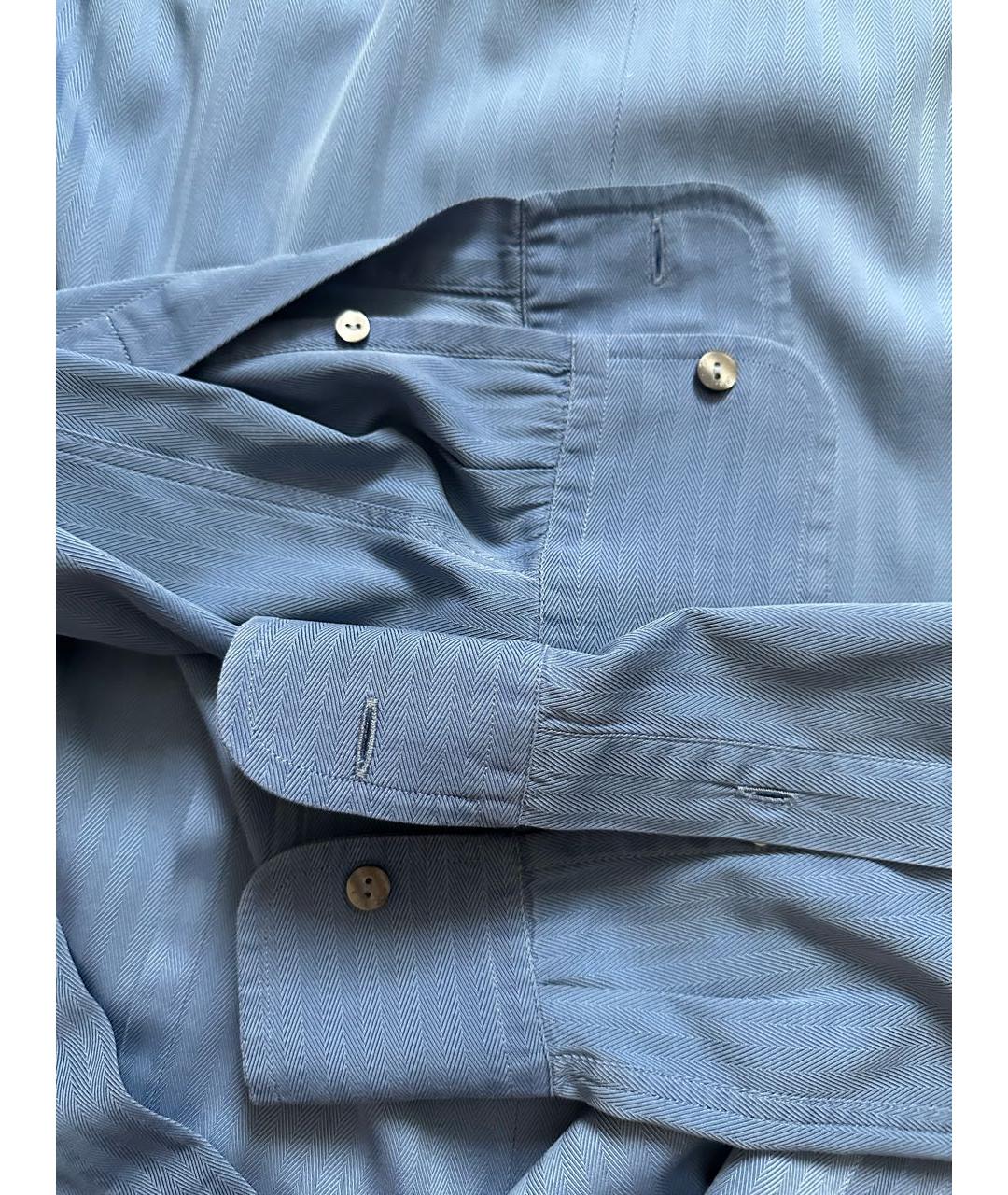 DOLCE&GABBANA Синяя хлопковая классическая рубашка, фото 4