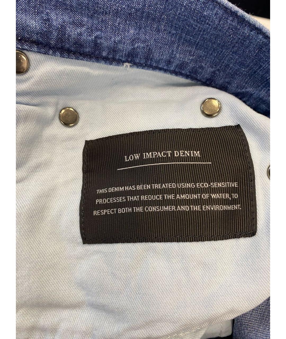 ZEGNA Синие хлопко-леновые прямые джинсы, фото 5