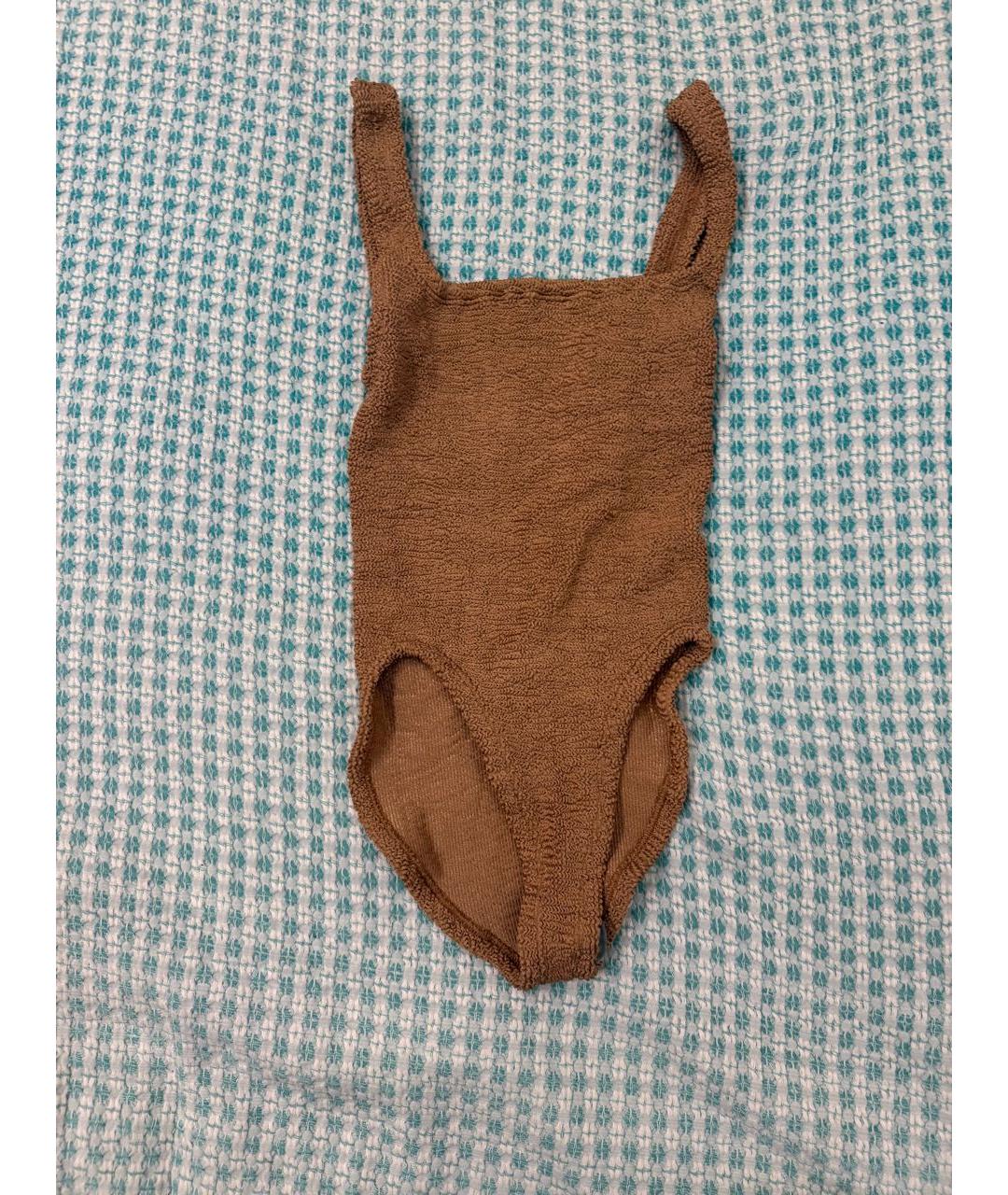 HUNZA G Коричневый полиэстеровый купальник, фото 2