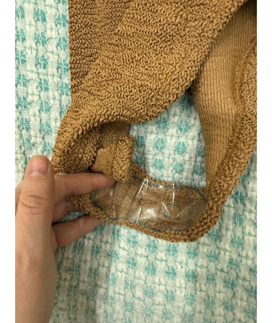 HUNZA G Коричневый полиэстеровый купальник, фото 4