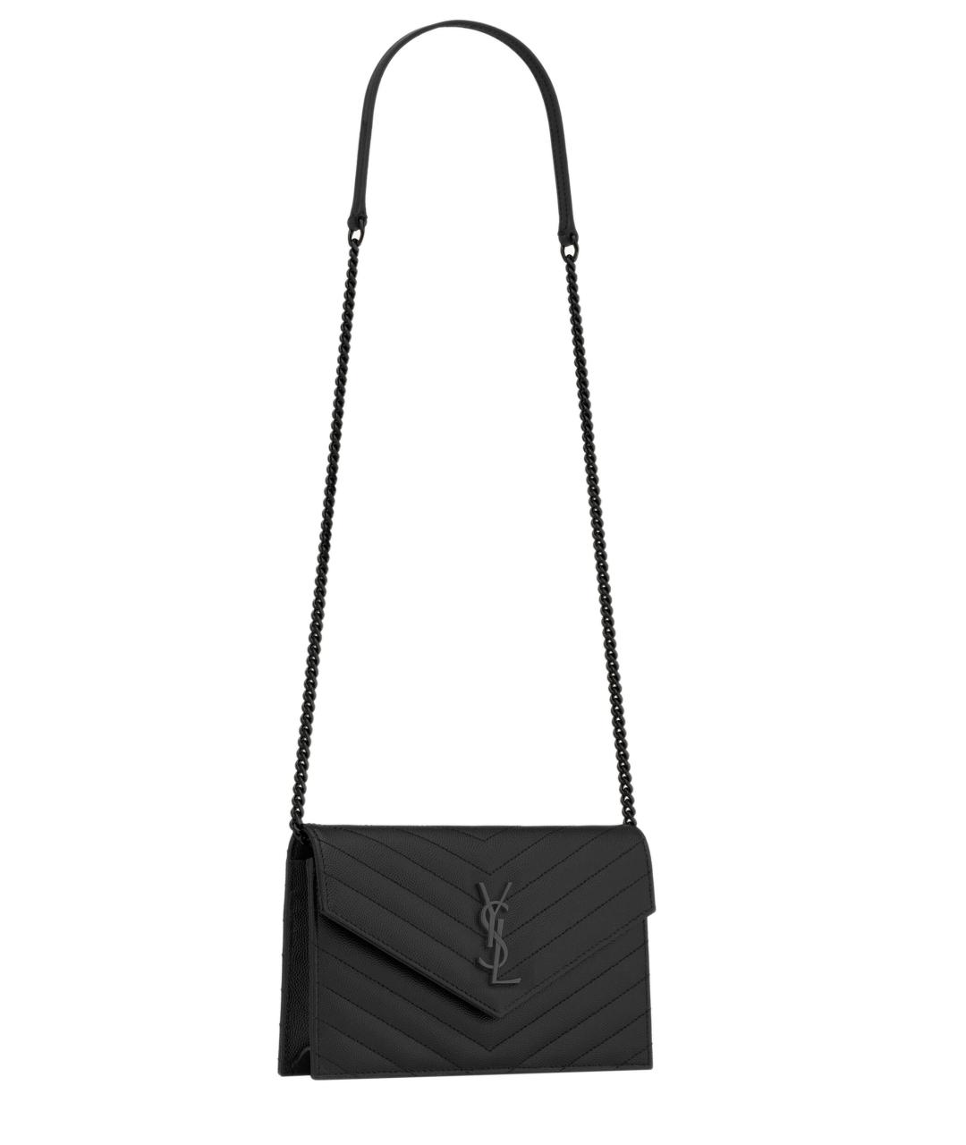 SAINT LAURENT Черная кожаная сумка через плечо, фото 4