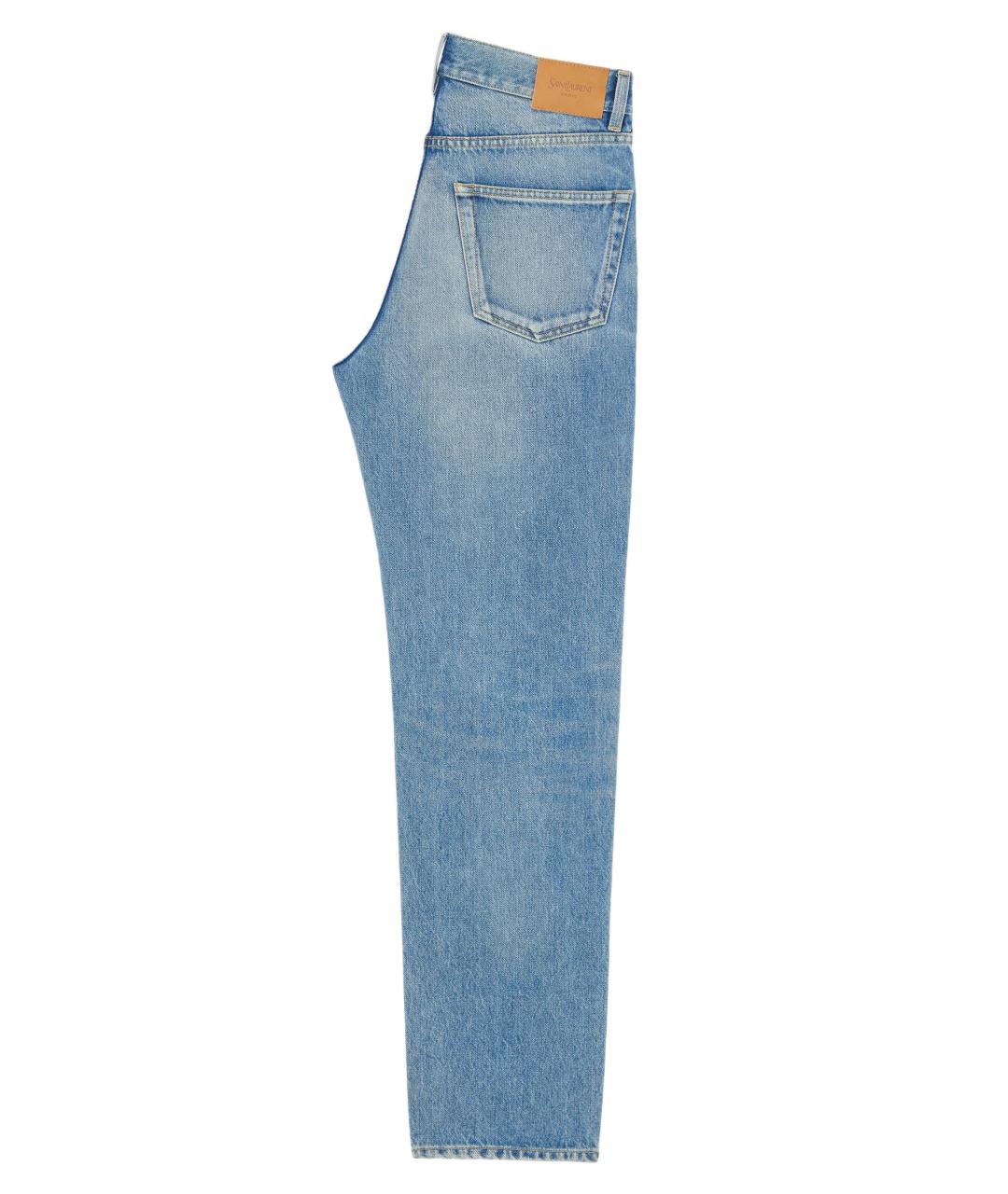 SAINT LAURENT Синие хлопковые прямые джинсы, фото 2