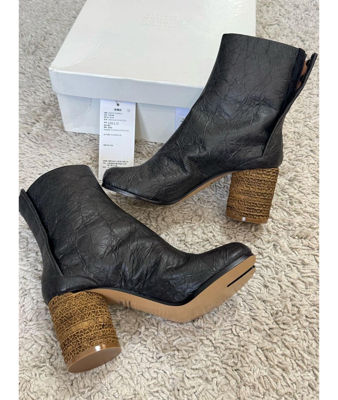 MAISON MARGIELA Черные кожаные ботильоны, фото 9