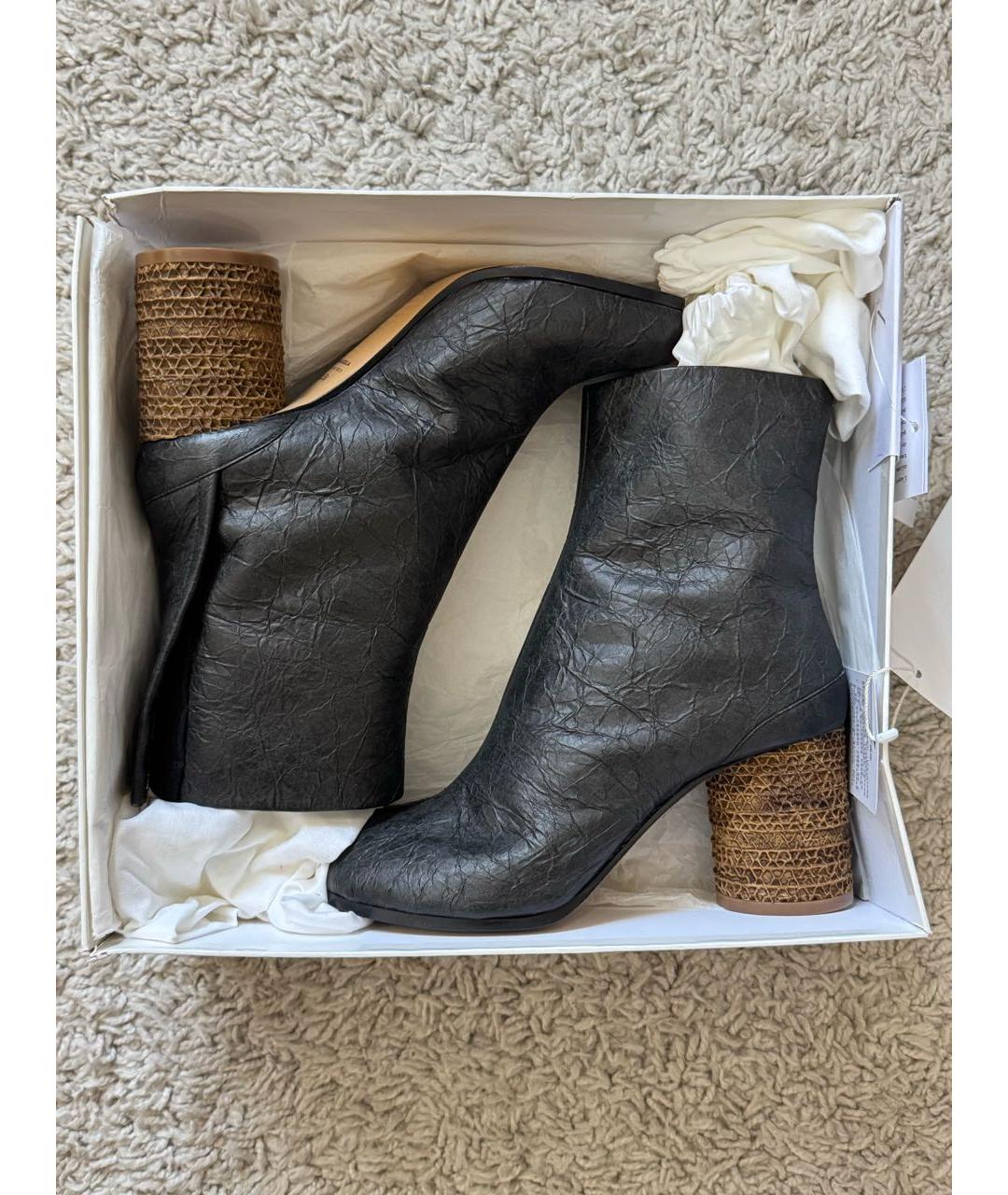 MAISON MARGIELA Черные кожаные ботильоны, фото 6