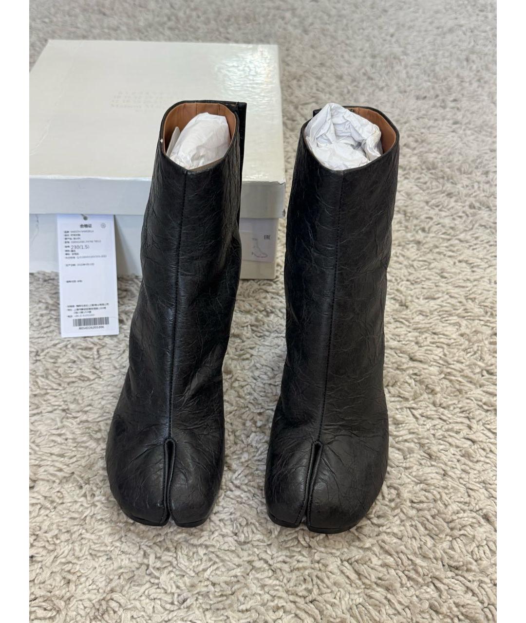 MAISON MARGIELA Черные кожаные ботильоны, фото 3