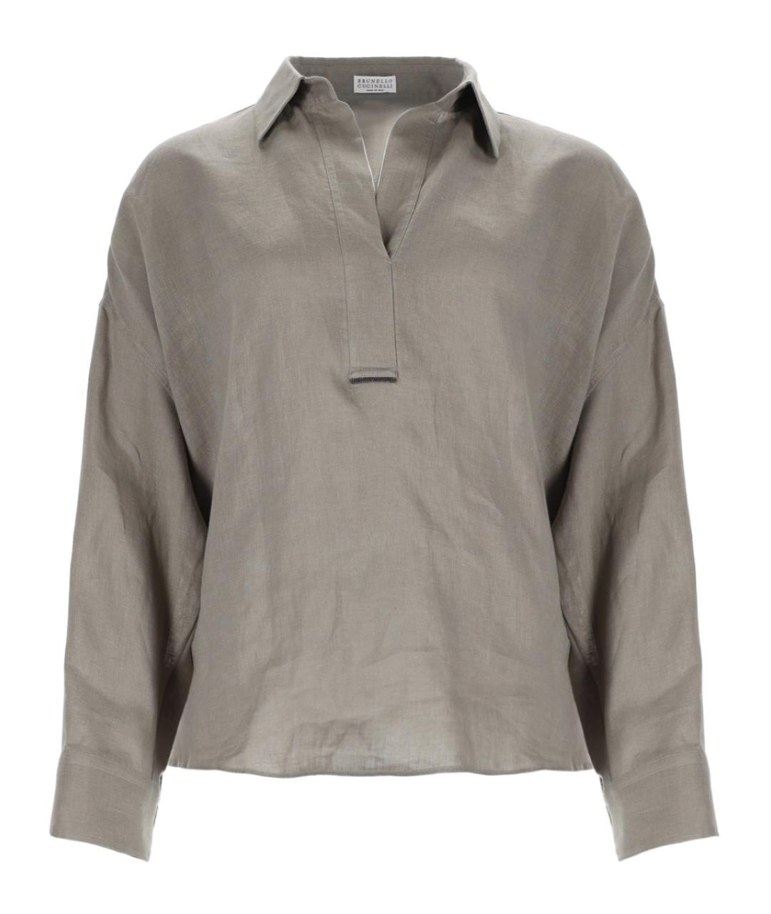 BRUNELLO CUCINELLI Зеленая льняная рубашка, фото 1