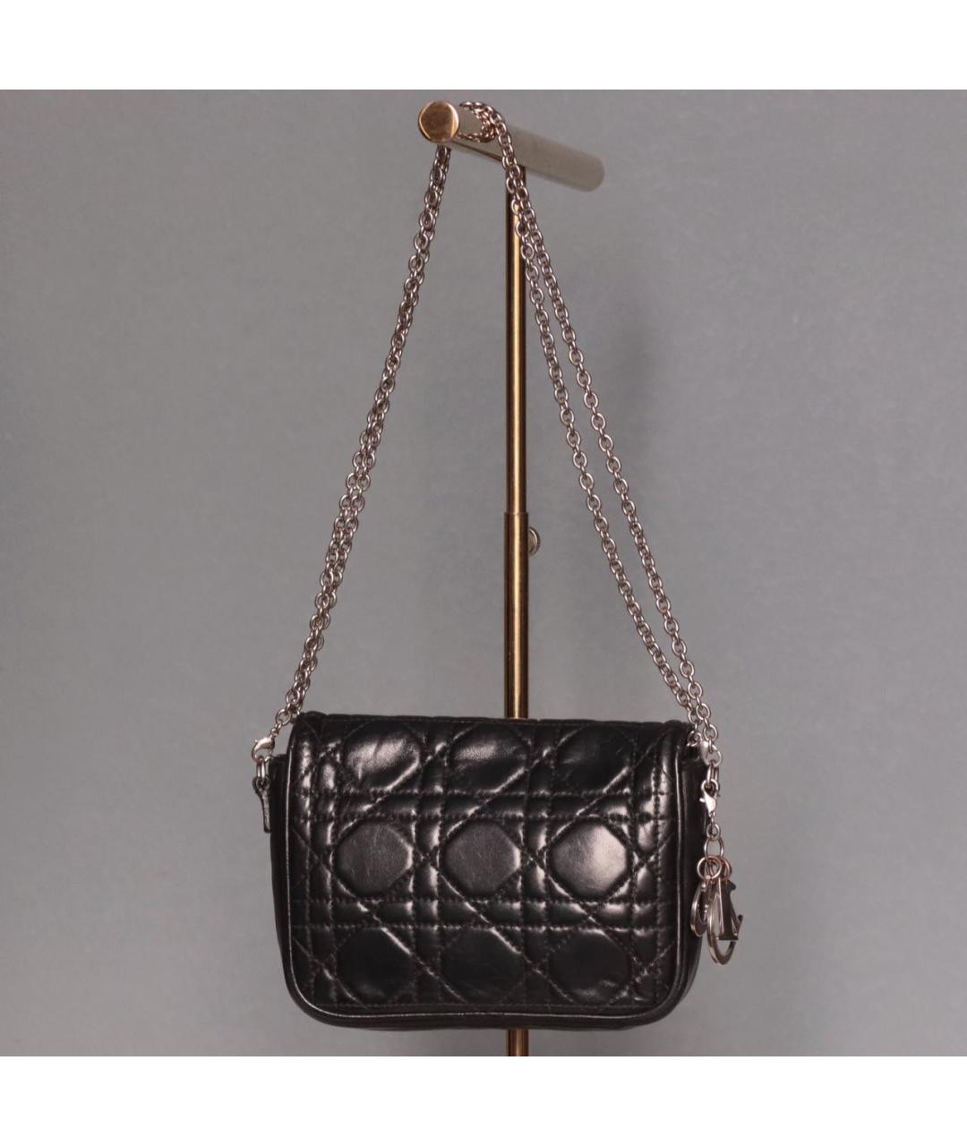 CHRISTIAN DIOR Черная кожаная сумка через плечо, фото 8