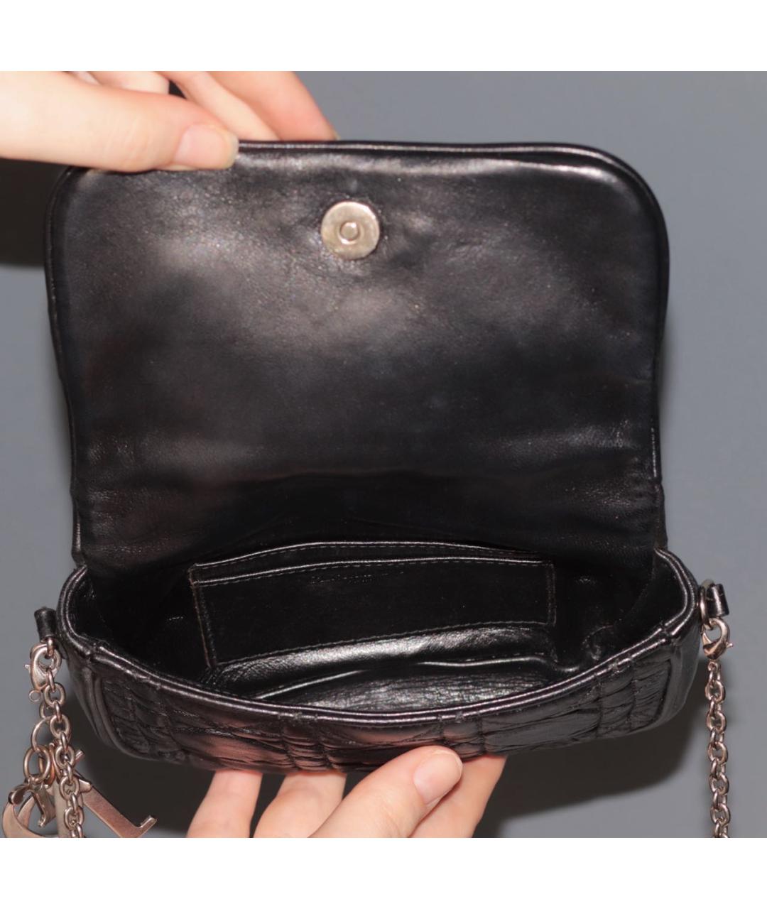 CHRISTIAN DIOR Черная кожаная сумка через плечо, фото 7