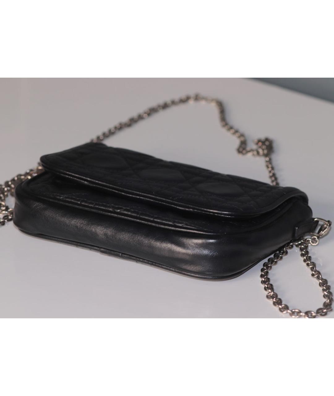 CHRISTIAN DIOR Черная кожаная сумка через плечо, фото 5