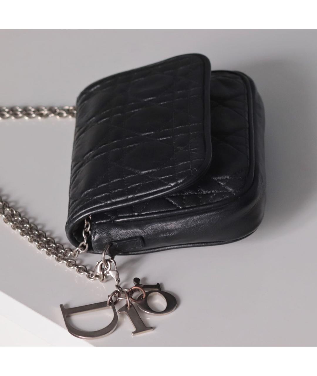 CHRISTIAN DIOR Черная кожаная сумка через плечо, фото 4