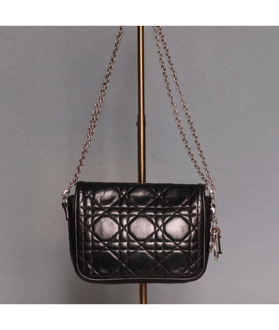 CHRISTIAN DIOR Черная кожаная сумка через плечо, фото 2