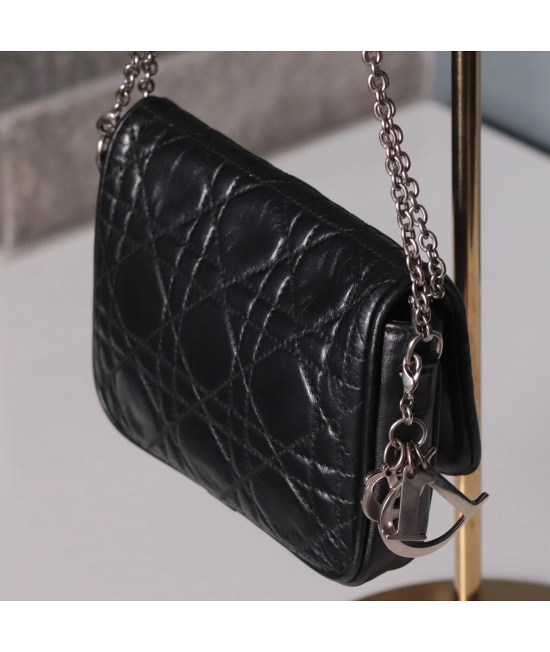 CHRISTIAN DIOR Черная кожаная сумка через плечо, фото 3