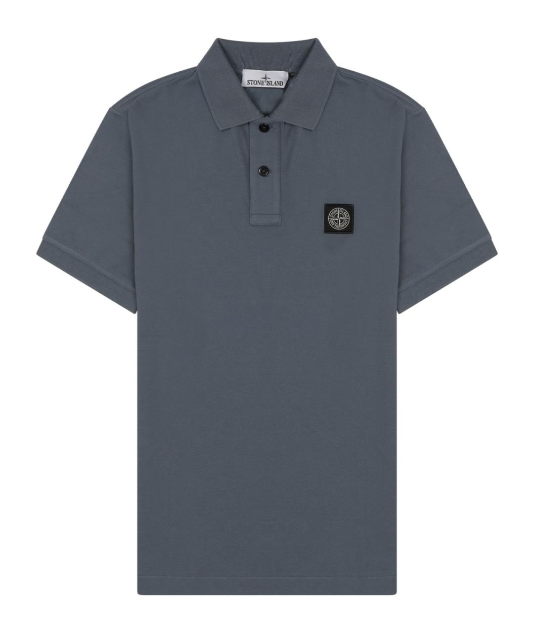 STONE ISLAND Серое хлопковое поло с коротким рукавом, фото 1