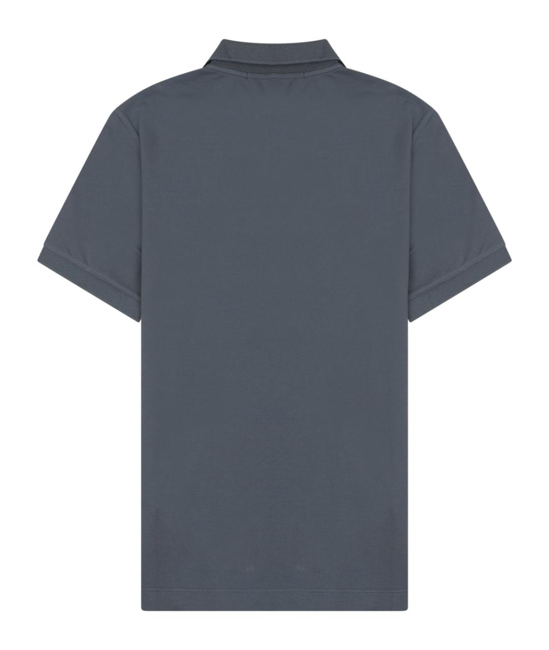 STONE ISLAND Серое хлопковое поло с коротким рукавом, фото 2