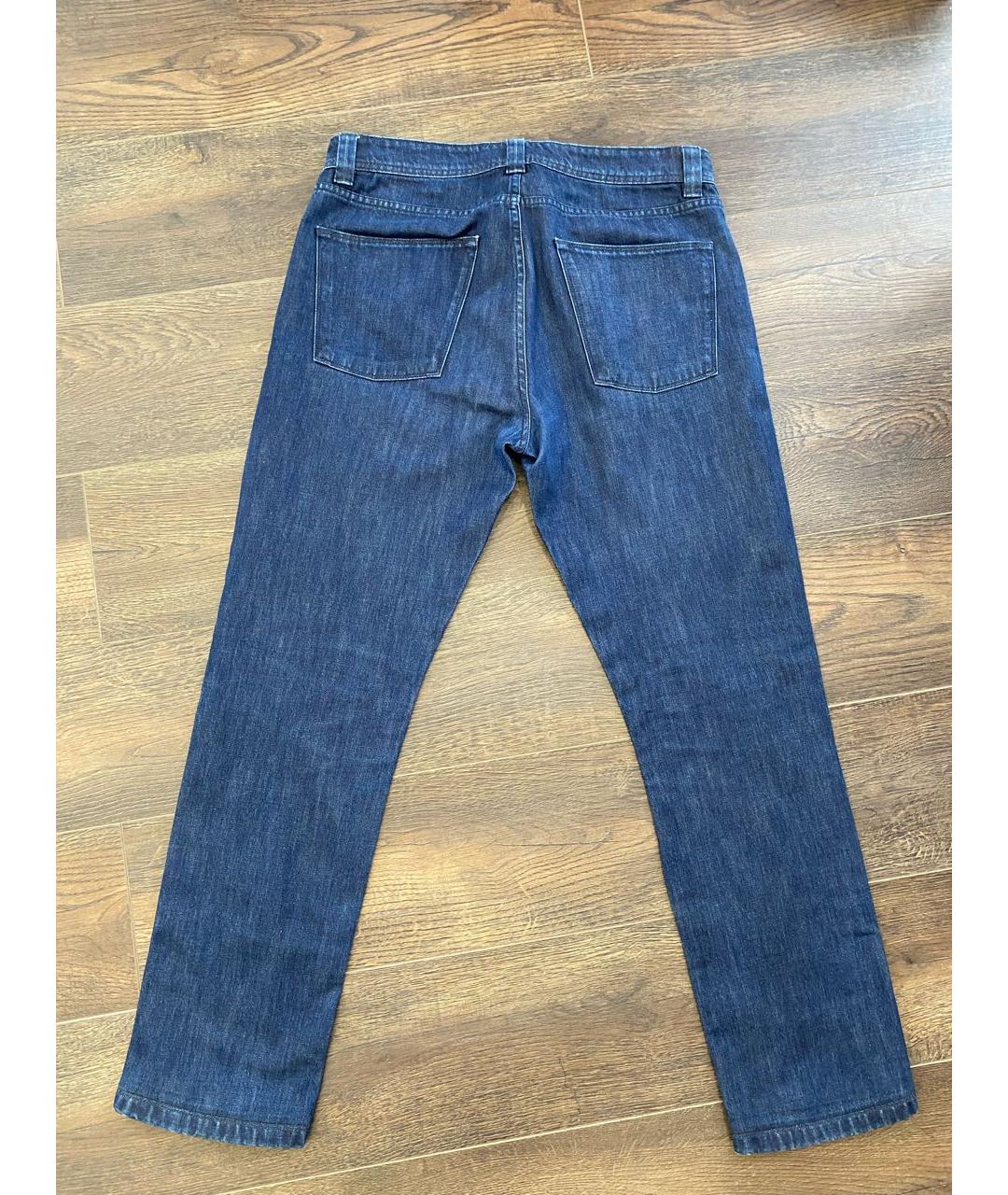 LORO PIANA Темно-синие хлопко-эластановые прямые джинсы, фото 2