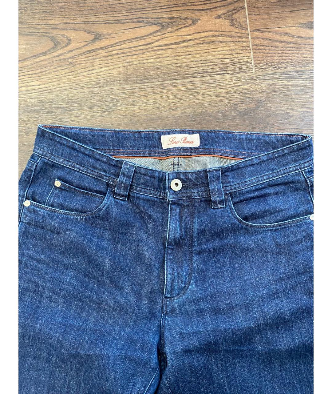LORO PIANA Темно-синие хлопко-эластановые прямые джинсы, фото 4
