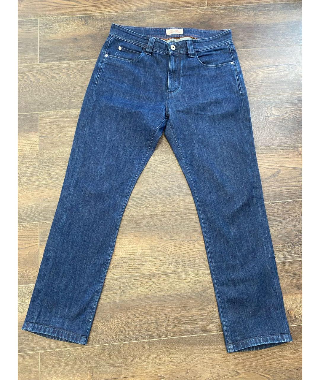 LORO PIANA Темно-синие хлопко-эластановые прямые джинсы, фото 7