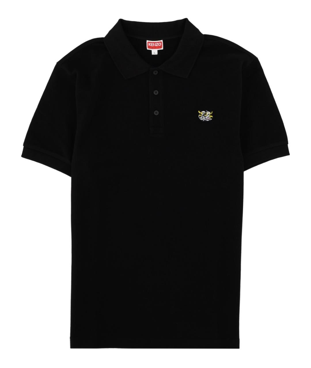KENZO Черное хлопковое поло с коротким рукавом, фото 1