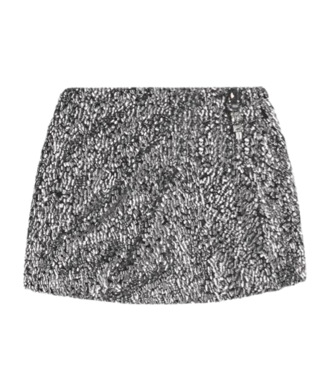 AREA Серебряная полиэстеровая юбка мини, фото 1
