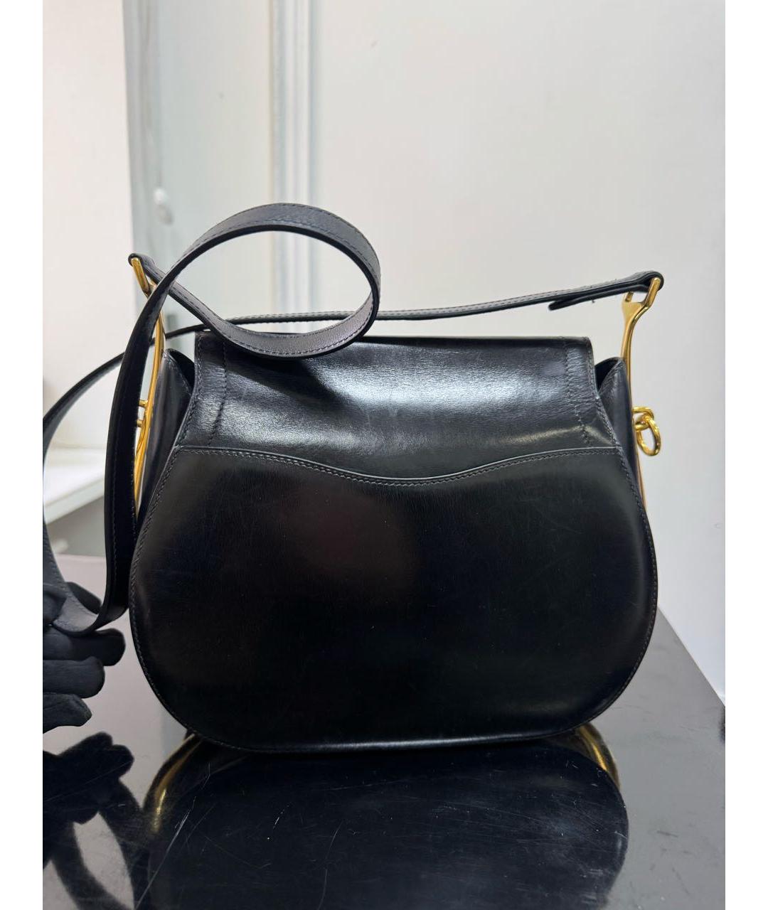 HERMES Черная кожаная сумка через плечо, фото 3