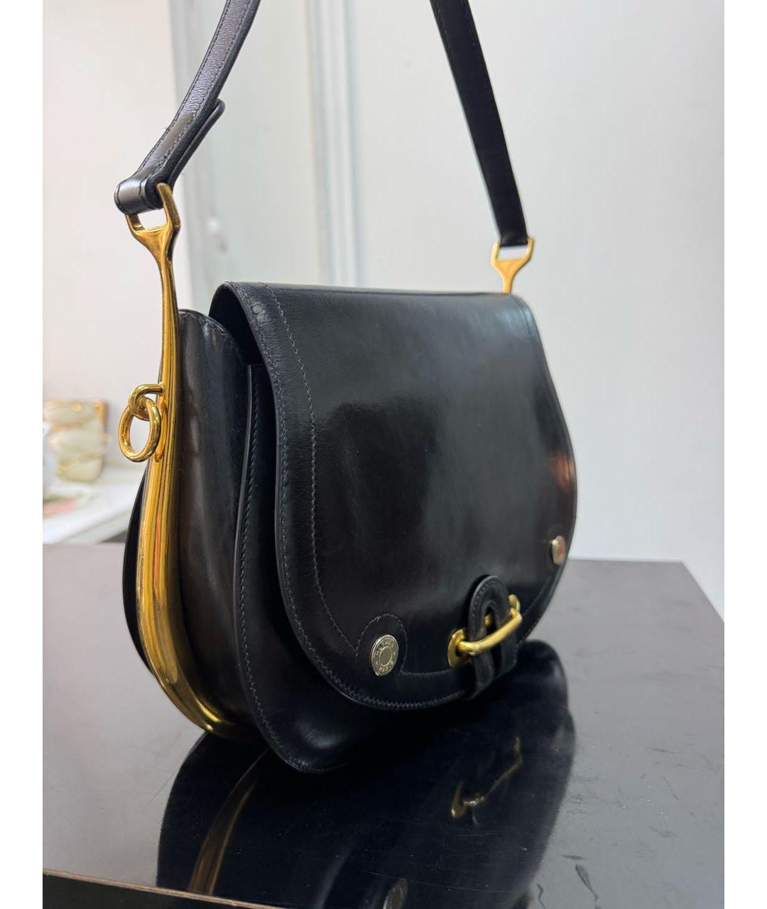 HERMES Черная кожаная сумка через плечо, фото 2